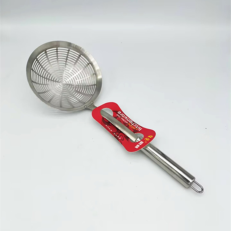 Jiarong 8112 Stainless Steel Round Handle Strainer Spoon for Frying, Hot Pot, Kitchen Strainer, Kitchenware, Tableware, Noodle Strainer