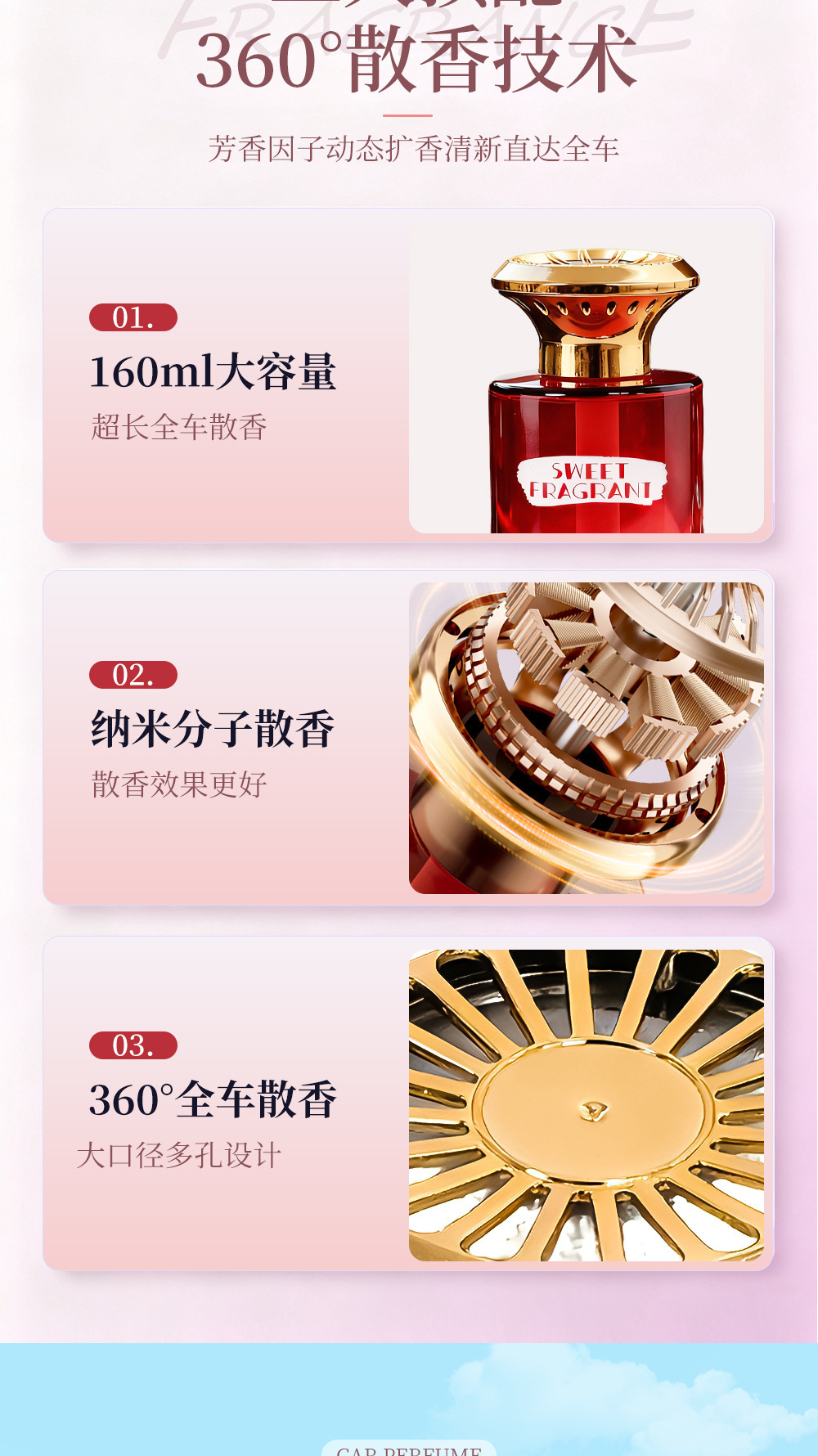 Car Aromatherapy Perfume Car Interior Car Ornaments High-End Perfume Long-Lasting Fragrance Car Women's High-End Fragrance Water