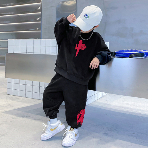 Boys' Spring Performance Set 2024 New Children's Clothes Sports Medium Child Sweatshirt Kids Spring Outfit