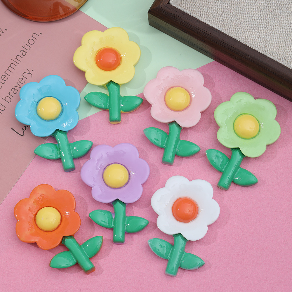 Nuevos accesorios tridimensionales de resina de tulipán grande DIY accesorios de cabello de girasol llavero parche de resina