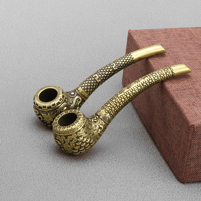 Meilong Guochao Buddha Character Brass Pipe Smoking Set Tobacco Rod Antique Miscellaneous Flowers Bronze Crafts Collection Ornaments Meilong Guochao Buddha Character Brass Pipe Smoking Set Tobacco Rod Antique Miscellaneous Flowers Bronze Crafts Collection Ornaments