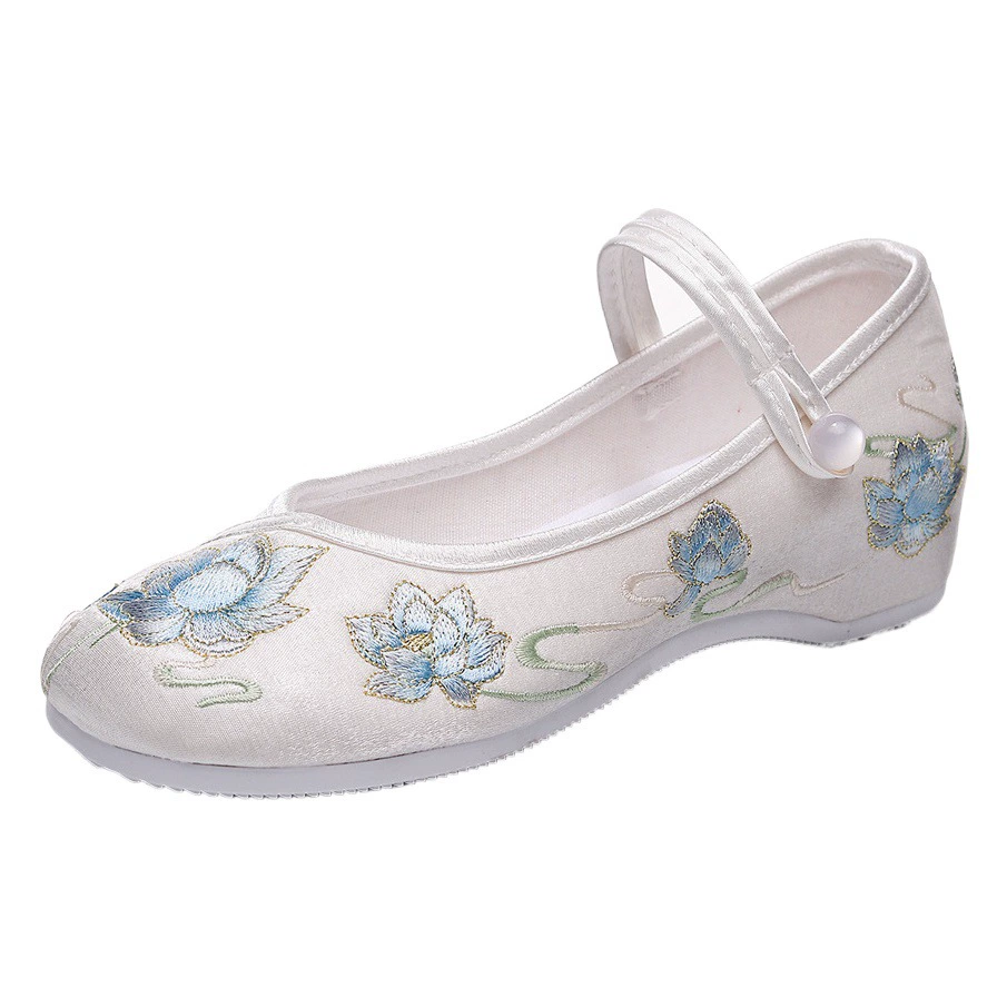 Yuhe New Old Beijing Тканевая обувь Вышитая обувь Обувь Hanfu с подошвой Hanfu Ox Элегантная Античная мягкая подошва Женская обувь