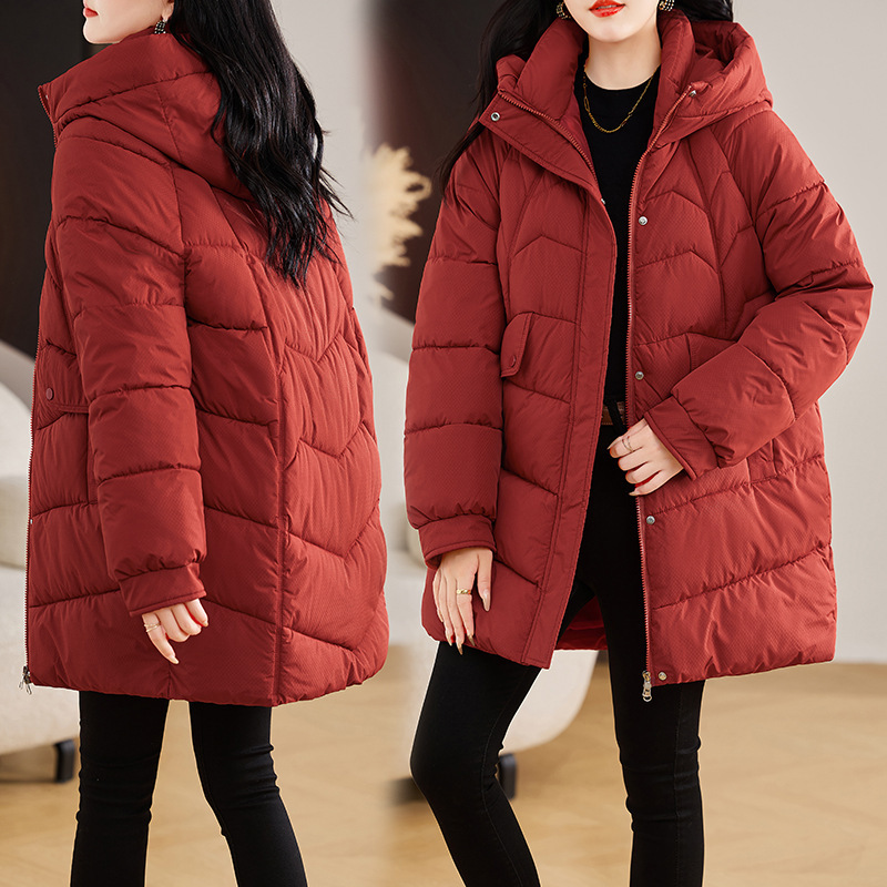 Invierno de 2025 nuevo estilo de estilo universitario estilo largo de moda ocio engrosado algodón chaqueta de algodón image 1