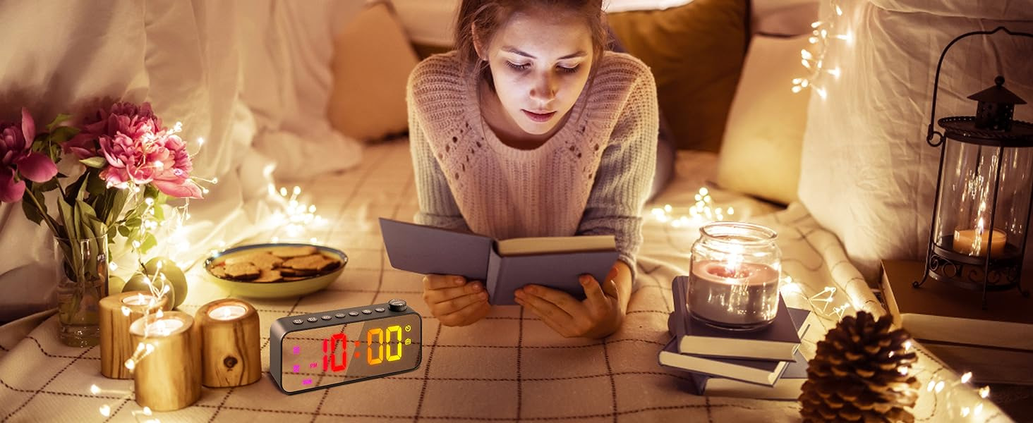 Black Amazon Mirror Alarm Clock - Side View