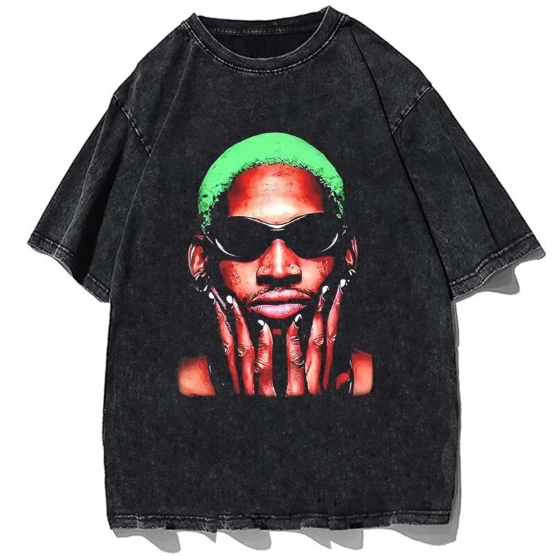 2025 New Hip Hop Streetwear Unisex Dennis Rodman T-Shirt Rapper Print
