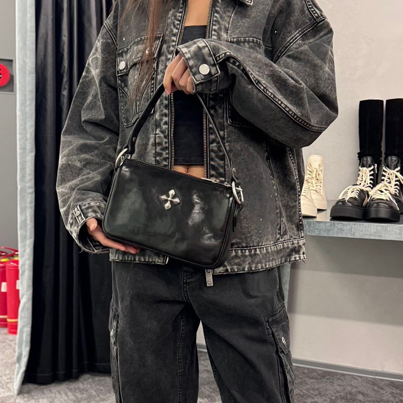小众十字小方包单肩休闲复古做旧腋下包链条斜挎包2025秋新款女|undefined
