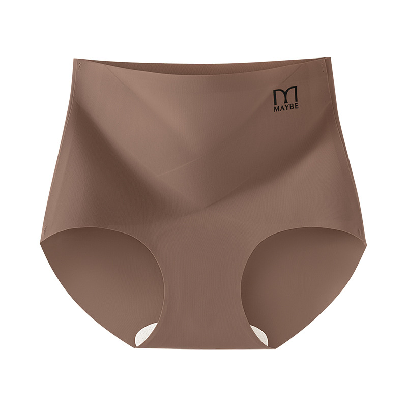 Ropa interior de cintura alta, pantalones de piel de leche con entrepierna antibacteriana para mujer, abdomen invisible sin costuras, sin caderas, calzoncillos transpirables de seda de hielo para mujer