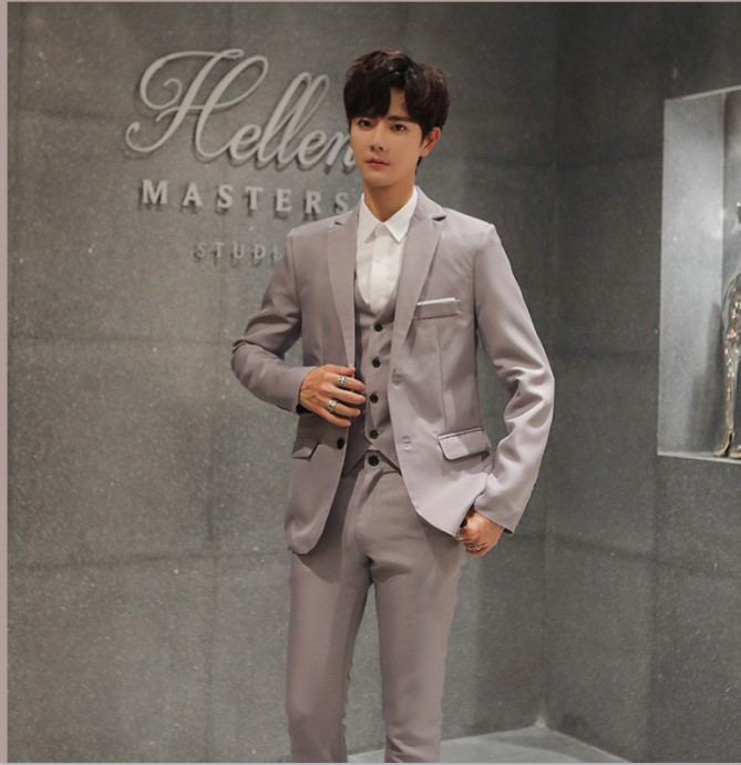 Traje traje de tres piezas de los hombres de estilo coreano traje slim fit hombres de negocios ropa formal mejor hombre novio boda ropa de los hombres