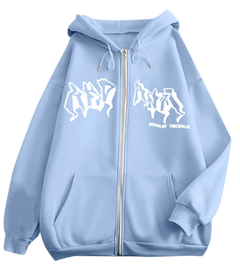 2022 en stock nuevo gótico carta impresa con capucha Otoño e Invierno cardigan cremallera suéter de los hombres moda chaqueta casual