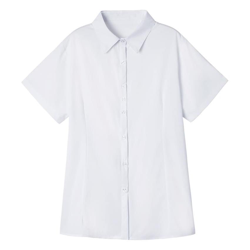 Blanco de las mujeres camisa manga corta media más tamaño estilo coreano profesional slim fit azul claro negro Ropa Trabajo rosa