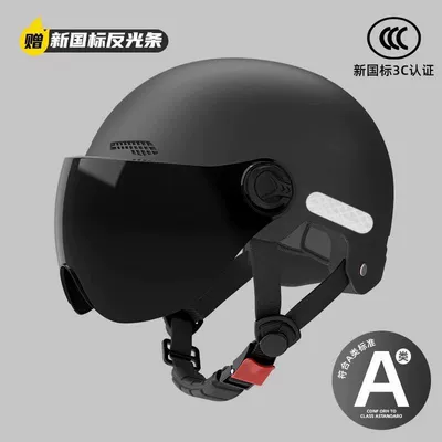 motorcycle helmet half helmet, Motosiklet kaskı (dəbilqə) - class-a-new-national-standard-black-sunscreen-short-glasses-supports-inspection-the-head-circumference-is-adjustable-the-color-of-the-buckle-strap-is-random-delivery-please-be-careful-when-photographing