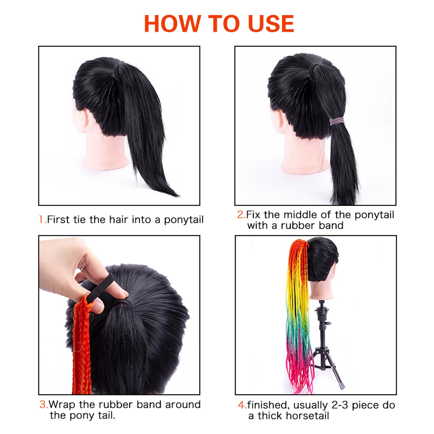 Inventario al por mayor colorido trenzas de tres hebras africanas trenzas sucias trenzas de caballo recogidas en stock Inventario