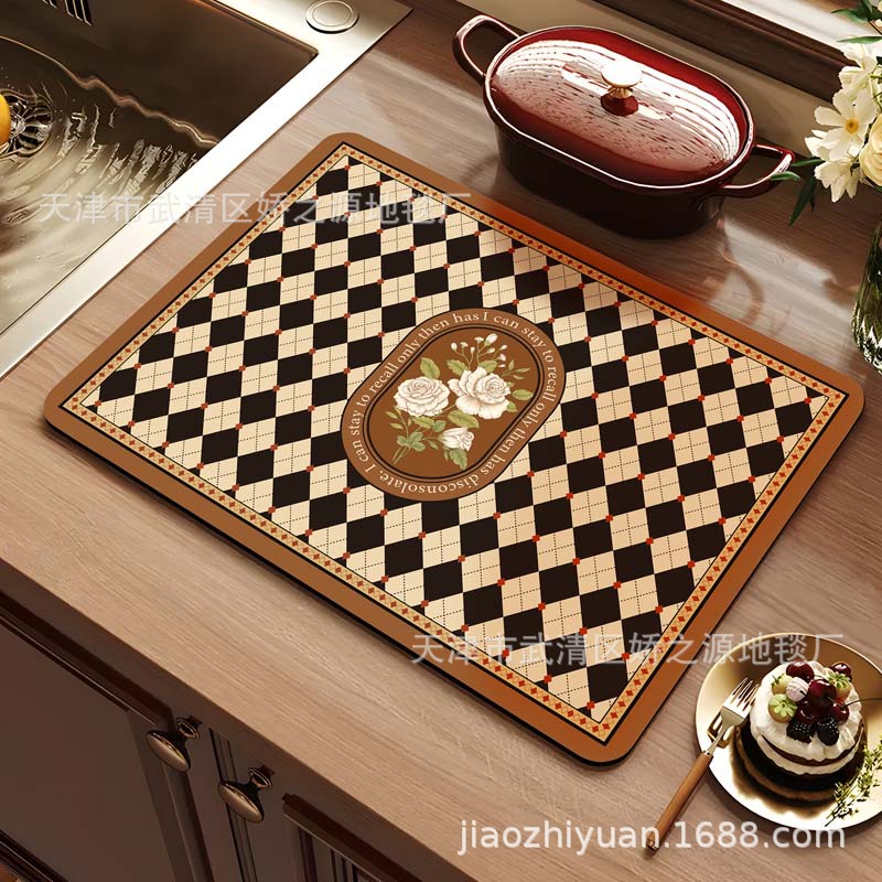 Almohadilla de drenaje transfronteriza, lodo de diatomeas, fácil de cuidar, almohadilla absorbente, encimera de escritorio de cocina, almohadilla de aislamiento antiescaldado, suministro directo de fábrica