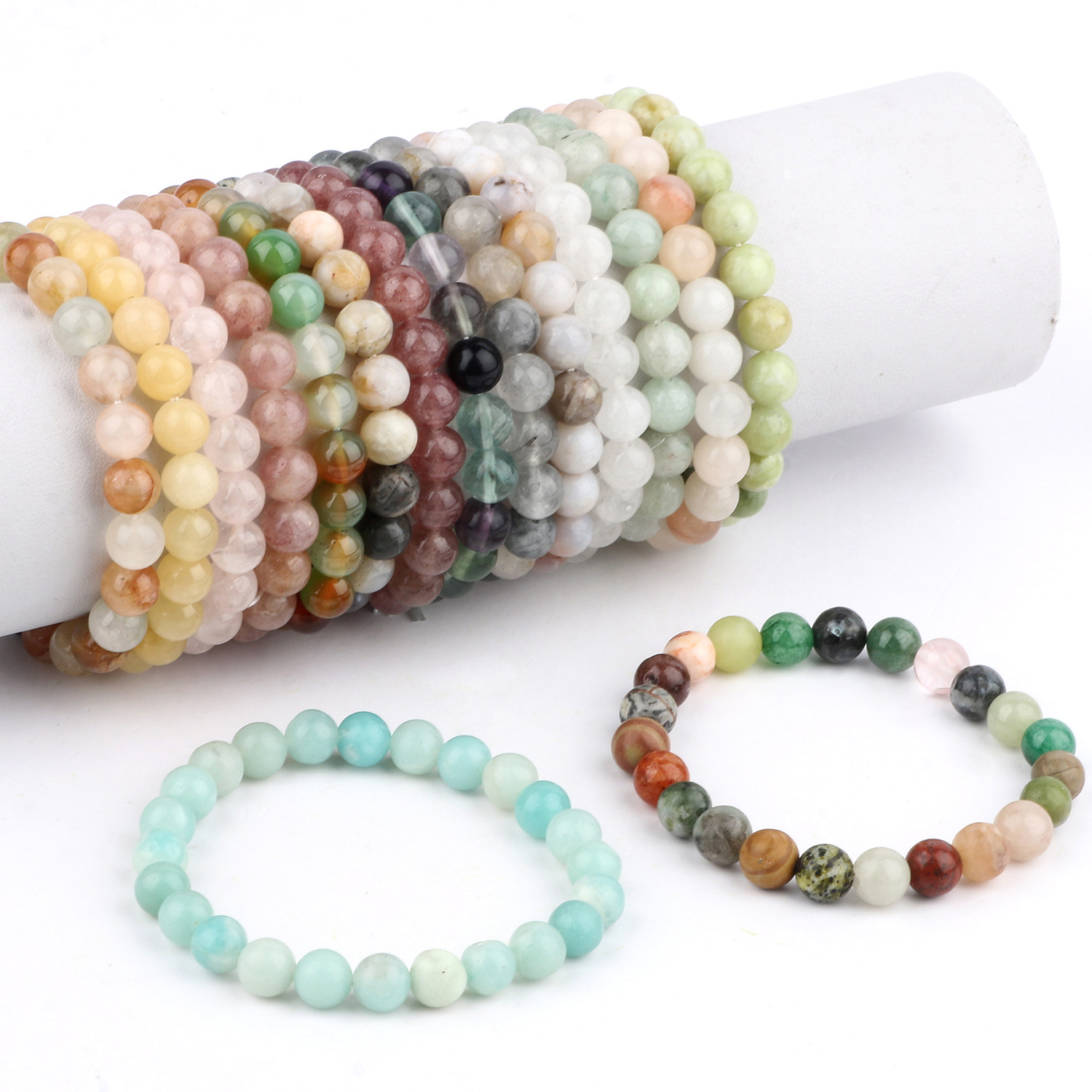 Daily Occasion Agate Material Simple Style Round Agate Bracelets In Bulk