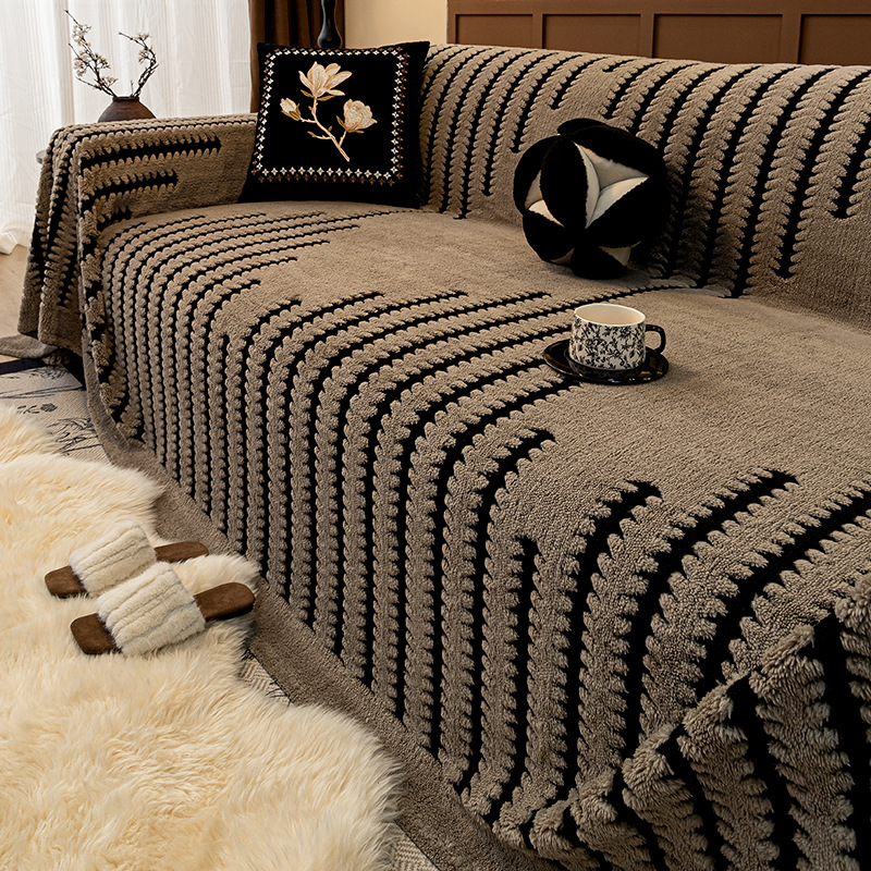 Otoño y invierno de peluche sofá cubierta 2024 nuevo estilo de sala de estar lujoso sofá cubierta de alta calidad todo incluido antideslizante