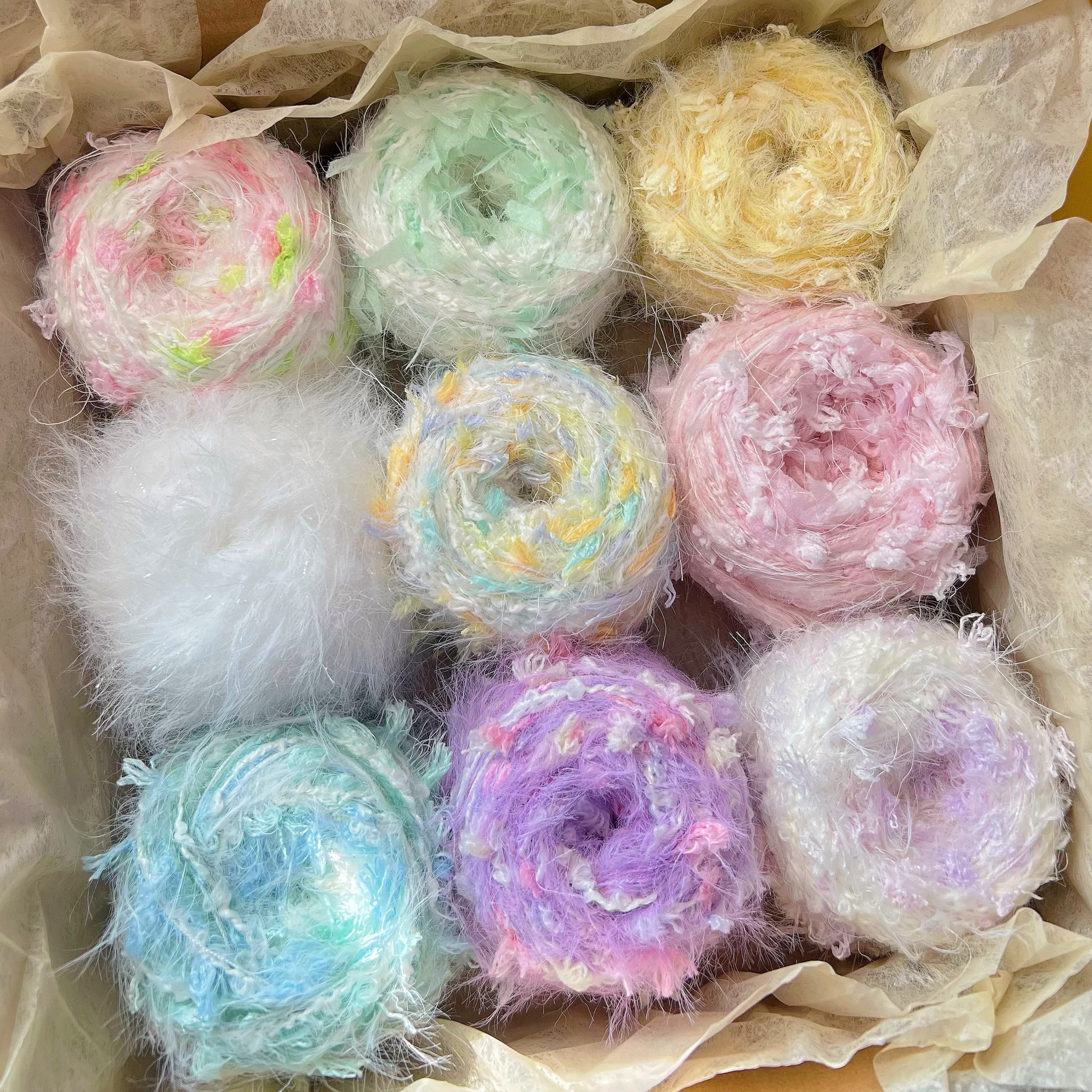 手混线福袋打包 手混线发圈 棒针钩针编织毛线马海毛