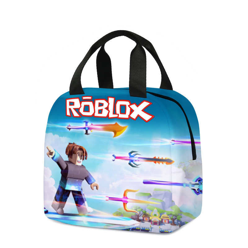 3D 新しい Roblox ROBLOX ランチバッグ小学生ランチボックスバッグ diy アイスバッグポリエステルプリント食事バッグ|undefined