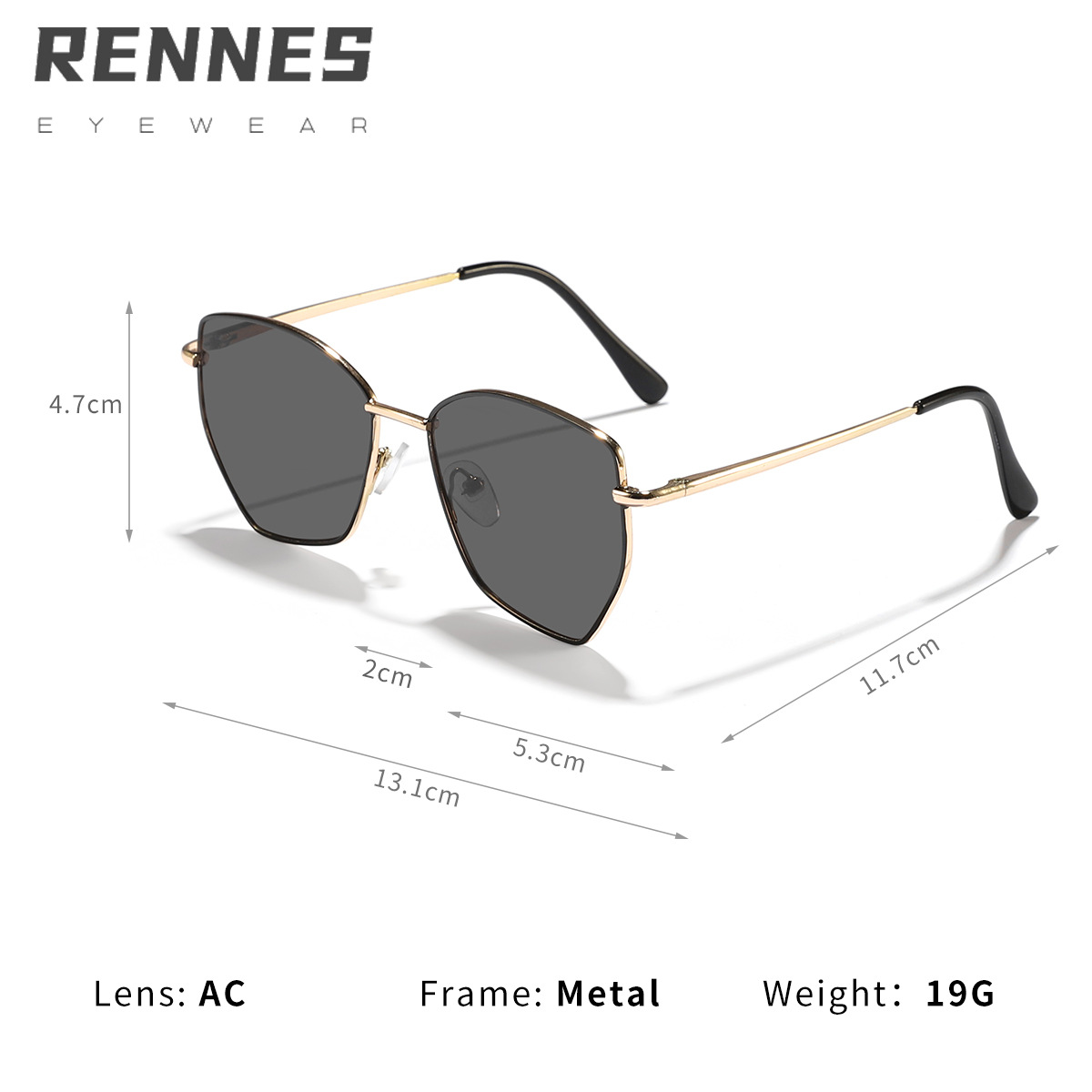 Nuevos poligonales metálicos transfronterizos para niños Gafas de sol para niños y niñas Moda callejera Gafas de sol Sunglasses