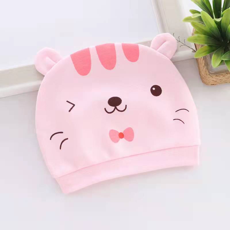 0--1 Sombrero de bebé recién nacido primavera y otoño algodón peinado para bebés de dibujos animados para hombres y mujeres cuatro estaciones sombrero de neumáticos a prueba de viento sombrero de puerta de goma