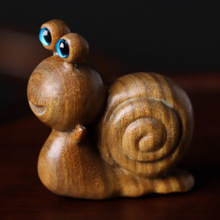 绿檀木檀香木文玩蜗牛手把件可爱动物实木雕刻小摆件随身把玩礼品