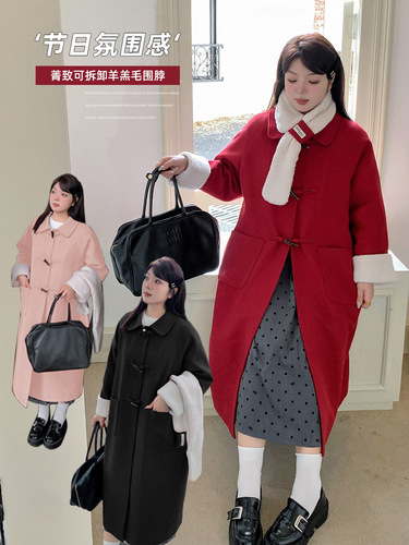 Women's oversized coat with turtleneck, horn buttons, interlining, winter new warm outerwear 421846
