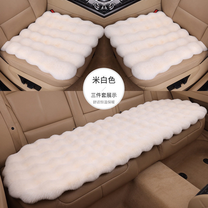 Douyin カーシートクッション冬ウサギぬいぐるみカークッションバブルベルベット暖かい男性と女性の 5 人乗りユニバーサルシートクッションドロップシッピング|undefined