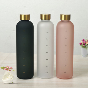 Tritan plastic space Cup large capacity transparent frosted kettle electroplating copper cover stainless steel cover 1000ml in stock