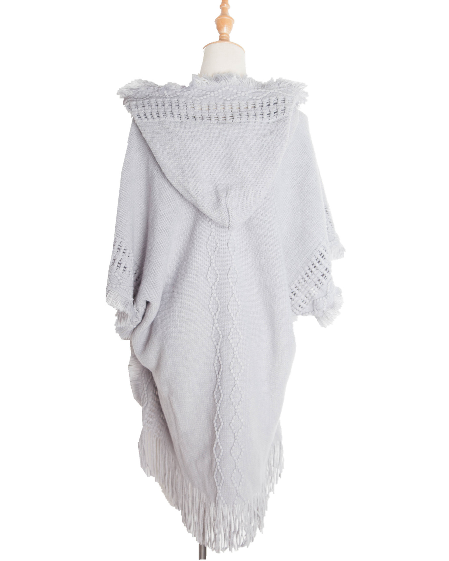 Unisex plášť Jarní a zimní pletený plášť s kapucí a knoflíky pro větší velikosti_voghion.com