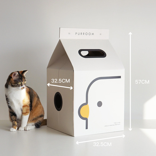 PURROOM milk box fat tiger cat nest cat scratching board villa vertical house corrugated cardboard box cat scratching toy