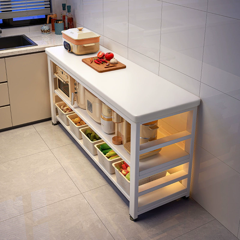 Многофункциональная подставка для кухни Напольный стол для резки овощей Рабочий стол Многослойный шкафчик