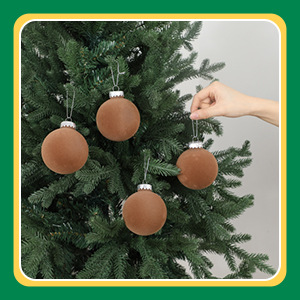 Ornements de Noël en velours floqué de 8 cm – Ensemble de décorations de Noël haut de gamme au toucher doux pour le sapin et la maison (Style européen élégant, coffret cadeau de 9 pièces)_voghion.com