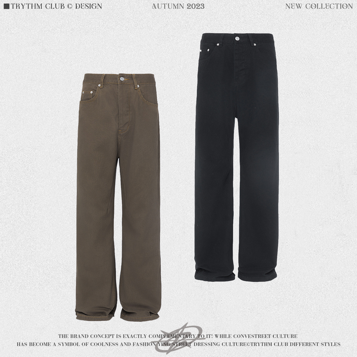 WHOOWAP American washed apenado gris verde trapear jeans rectos de la vendimia marca moda botón par Pantalones