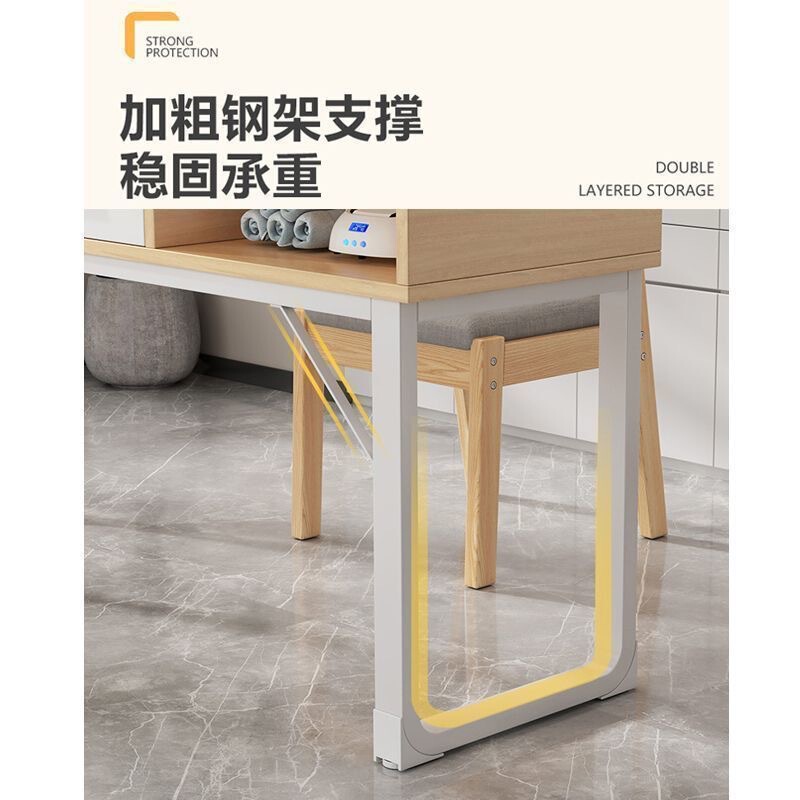 奶油风美甲桌美甲店桌椅套装美甲作台日式轻奢双人美甲台|undefined