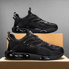 Sports shoes for men, summer breathable mesh youth running sports and leisure thick sole fashion black samurai dad shoes