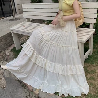 2026春季新款超好看垂坠感半身裙女大码胖MM高腰遮夸荷叶边大摆裙