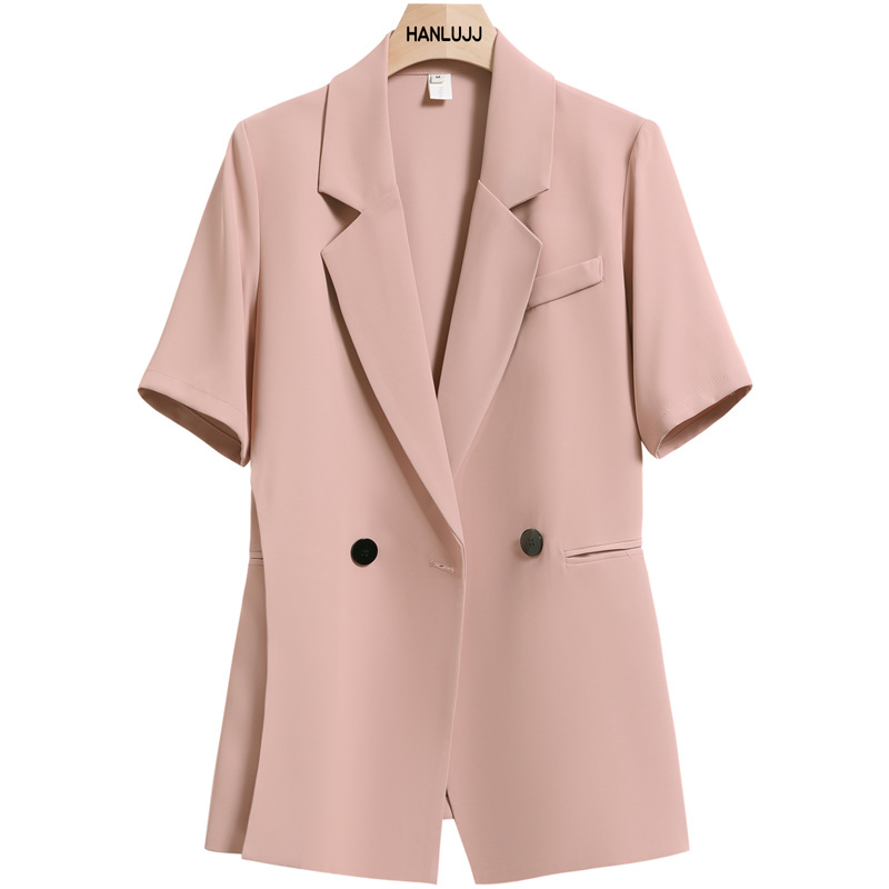 Women's Clothing Summer thin suit wide leg pants suit women's large size women's clothing fat MM 200 pounds loose short sleeved suit jacket_voghion.com