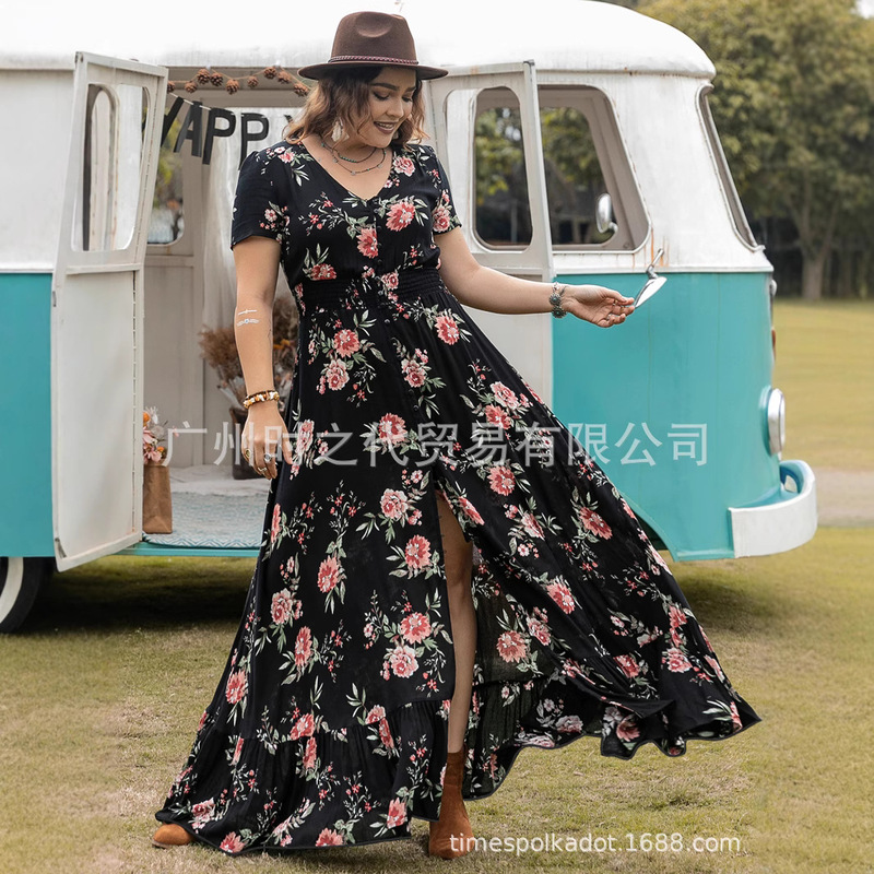 Cross-Border 1 Piece Drop Shipping Cross-Border Mixed Batch Bohemian Style Printed Dress Long Skirt H1591 Cross-Border 1 Piece Drop Shipping Cross-Border Mixed Batch Bohemian Style Printed Dress Long Skirt H1591