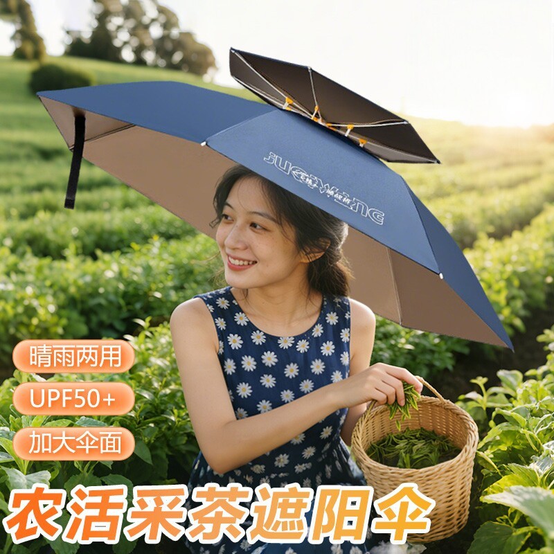 Hat-umbrella, head-mounted umbrella, sunshade umbrella, head-mounted rain umbrella, fishing sun protection, foldable hat-umbrella
