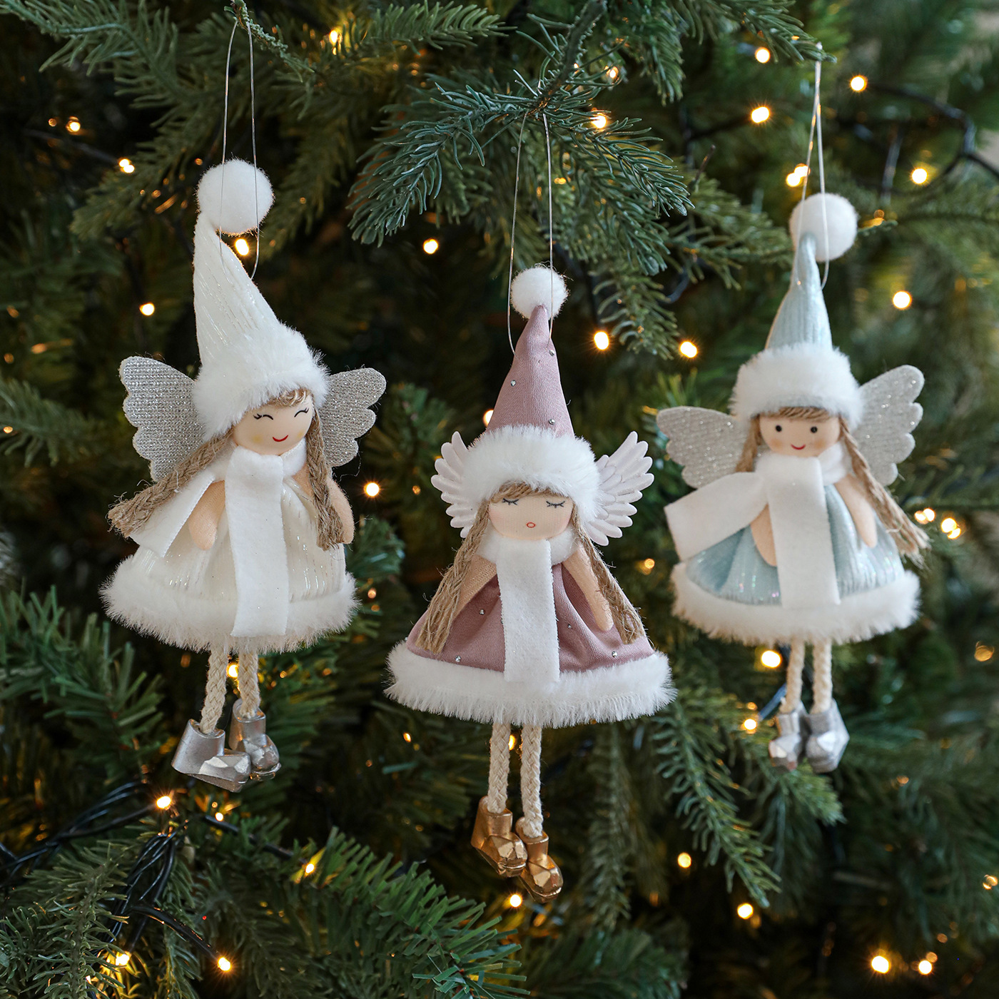 Nuevo de Navidad de peluche cuerno de ciervo ángel chica colgante árbol de Navidad colgante muñeca creativa muñeca decoración regalo