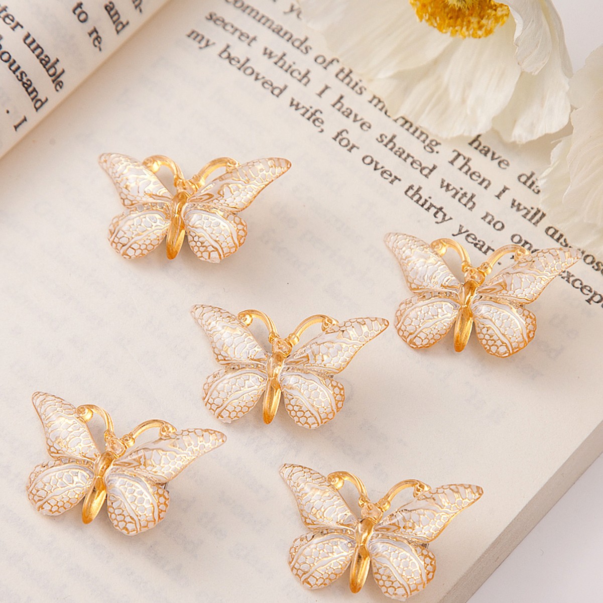 韩式彩色仿真蝴蝶发夹女甜美仙气边夹发卡夹子头饰洗脸刘海碎发夹