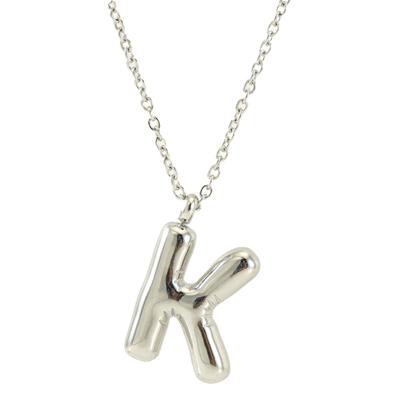 Cruz-frontera moda gordito carta collar de las mujeres de Europa y América burbuja de acero inoxidable hip hop carta colgante collar