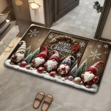 跨境temu热销款圣诞节冬季家用玄关地毯水晶绒耐脏易打理装饰脚垫