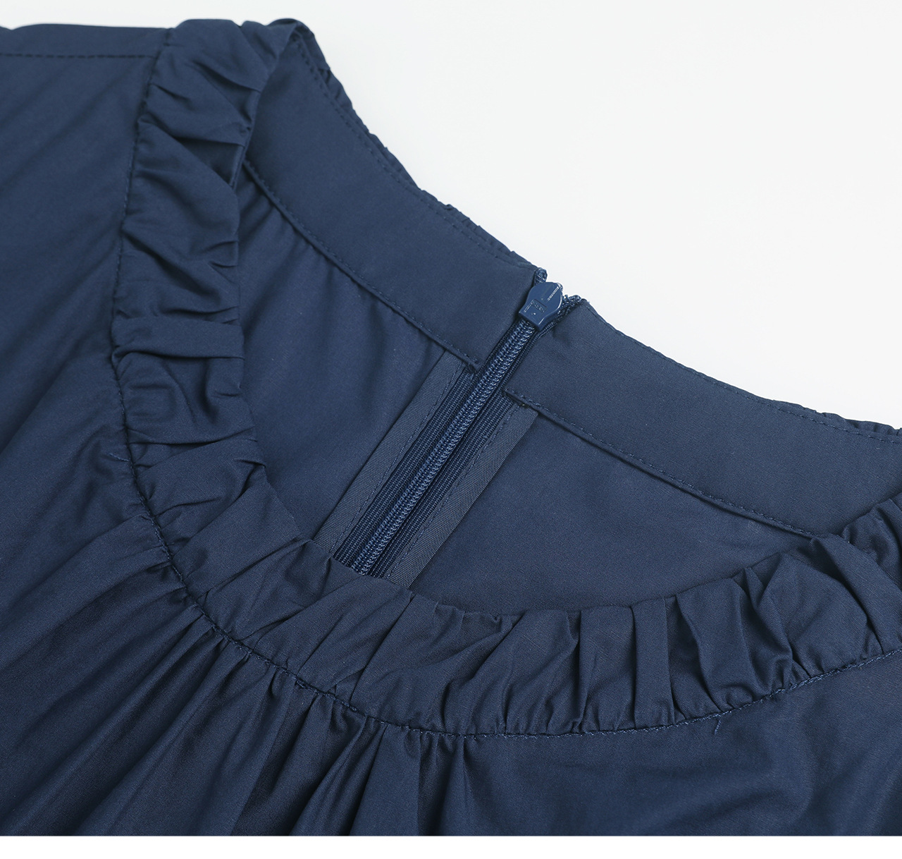 Đầm maxi nữ thắt eo không tay chất cotton phong cách Pháp cổ điển — xanh lam chi tiết 18