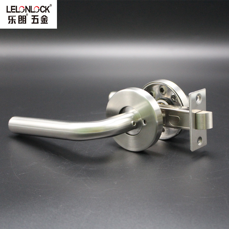 Acero inoxidable transfronterizo americano cerradura de mano de baño con palanca de freno cerradura de puerta de baño sin llave de una sola lengua cerradura de puerta de baño