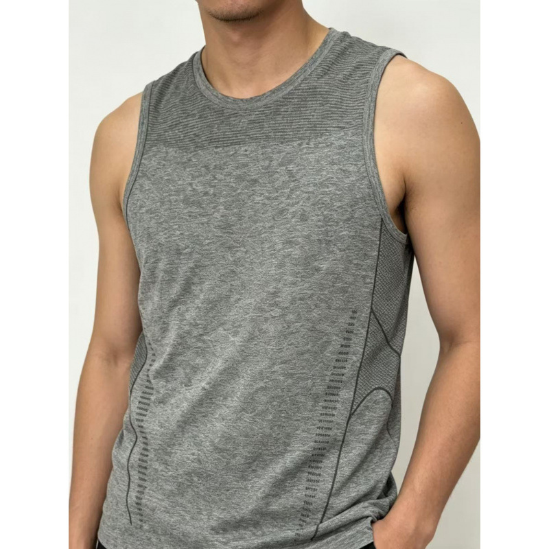 American-Style Seamless Jacquard Tight-Fitting Sleeveless Men's Elastic Sports Vest for Running and Fitness Training