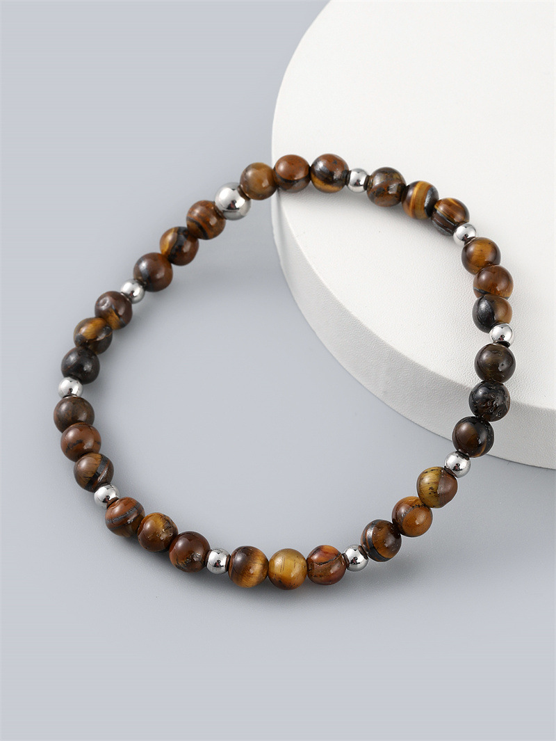 Nueva pulsera de cuentas transfronteriza estación independiente joyería europea y americana 6mm Ojo de Tigre piedra pulsera DIY hombres