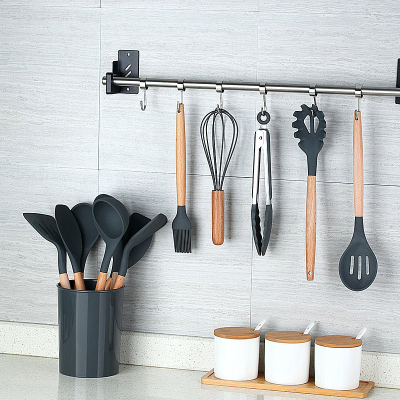 Wooden handle silicone kitchen utensils...