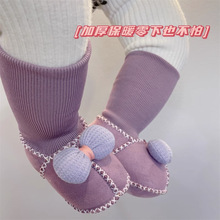 秋冬加厚新生婴儿鞋子宝宝软底护脚套保暖3-6-12个月防掉加绒棉鞋