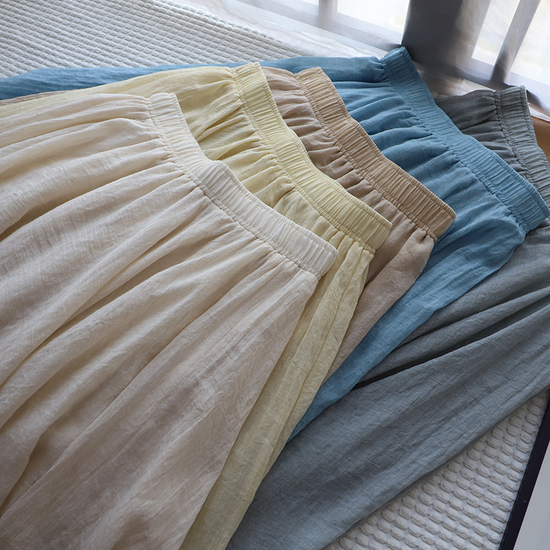 Smart and elegant feeling ~ [than positive] 2025 summer new Korean elastic high waist A- line skirt skirt women's 3725