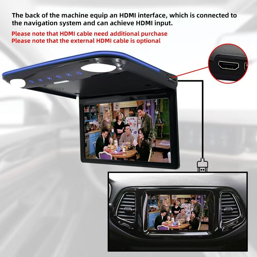 Cross-Border 11.6inch Inch Ceiling-Mounted Tv Ips Display Mp5 Player with HDMI Input and Sub Portable Rear Screen